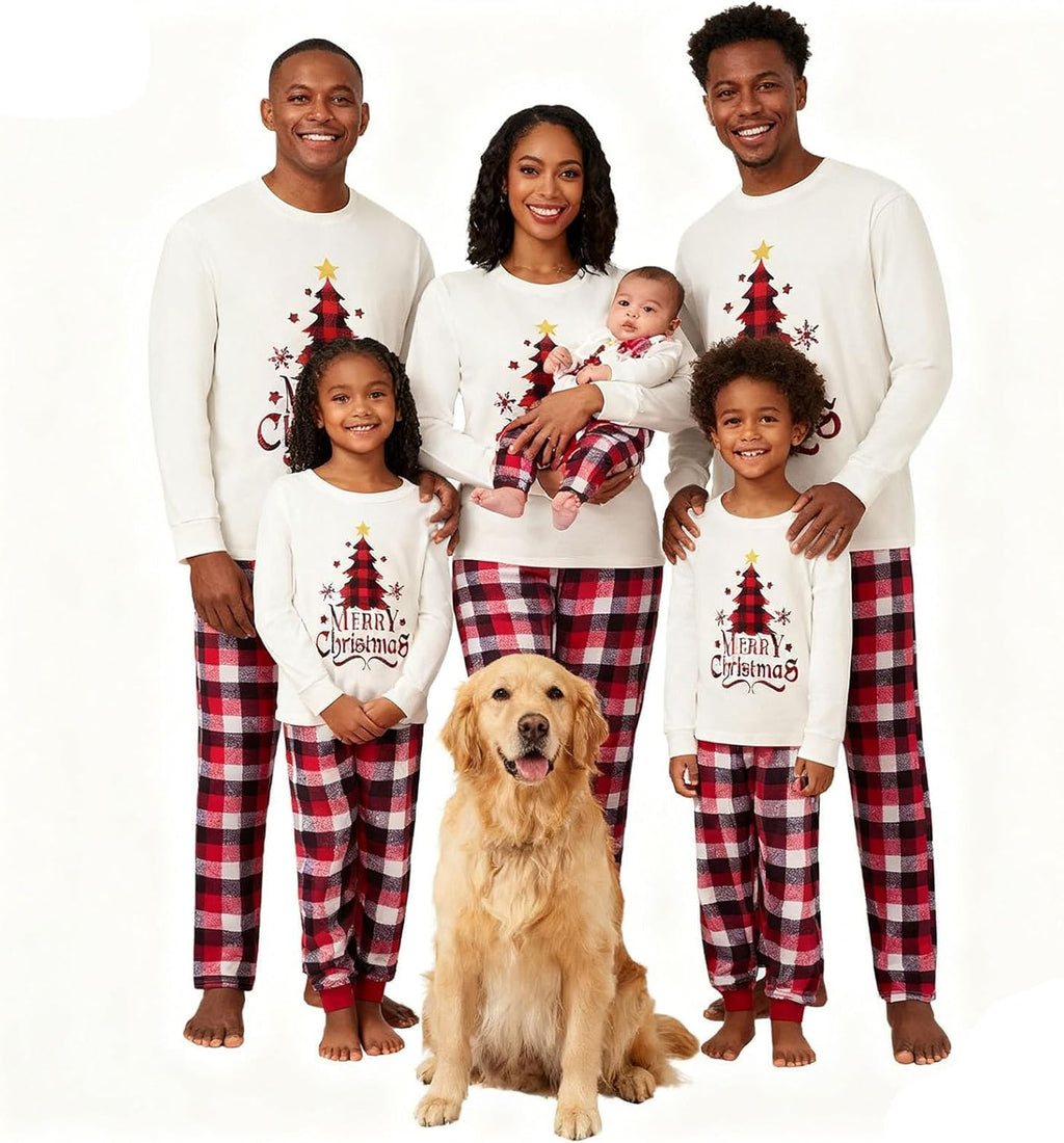 Family Christmas Pajamas Matching Sets - Soft Lettler Print Xmas Pjs for Couples & Kids | Holiday Family Pajamas