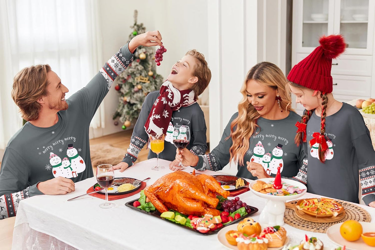 Ekouaer Family Christmas Pajamas Matching Sets Soft Long Sleeve Couple Pjs Xmas Sleepwear Holiday Lounge Set