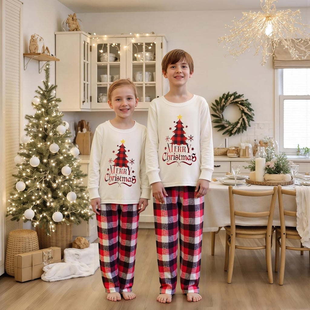 Family Christmas Pajamas Matching Sets - Soft Lettler Print Xmas Pjs for Couples & Kids | Holiday Family Pajamas