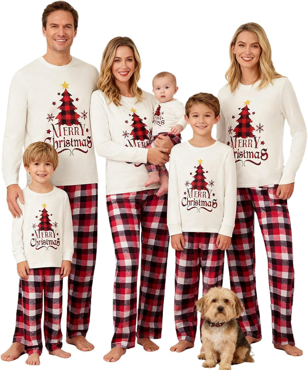 Family Christmas Pajamas Matching Sets - Soft Lettler Print Xmas Pjs for Couples & Kids | Holiday Family Pajamas