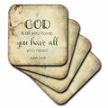 3dRose Religious Typography Art with Quote If God is All You Have - Coasters (CST_325628)