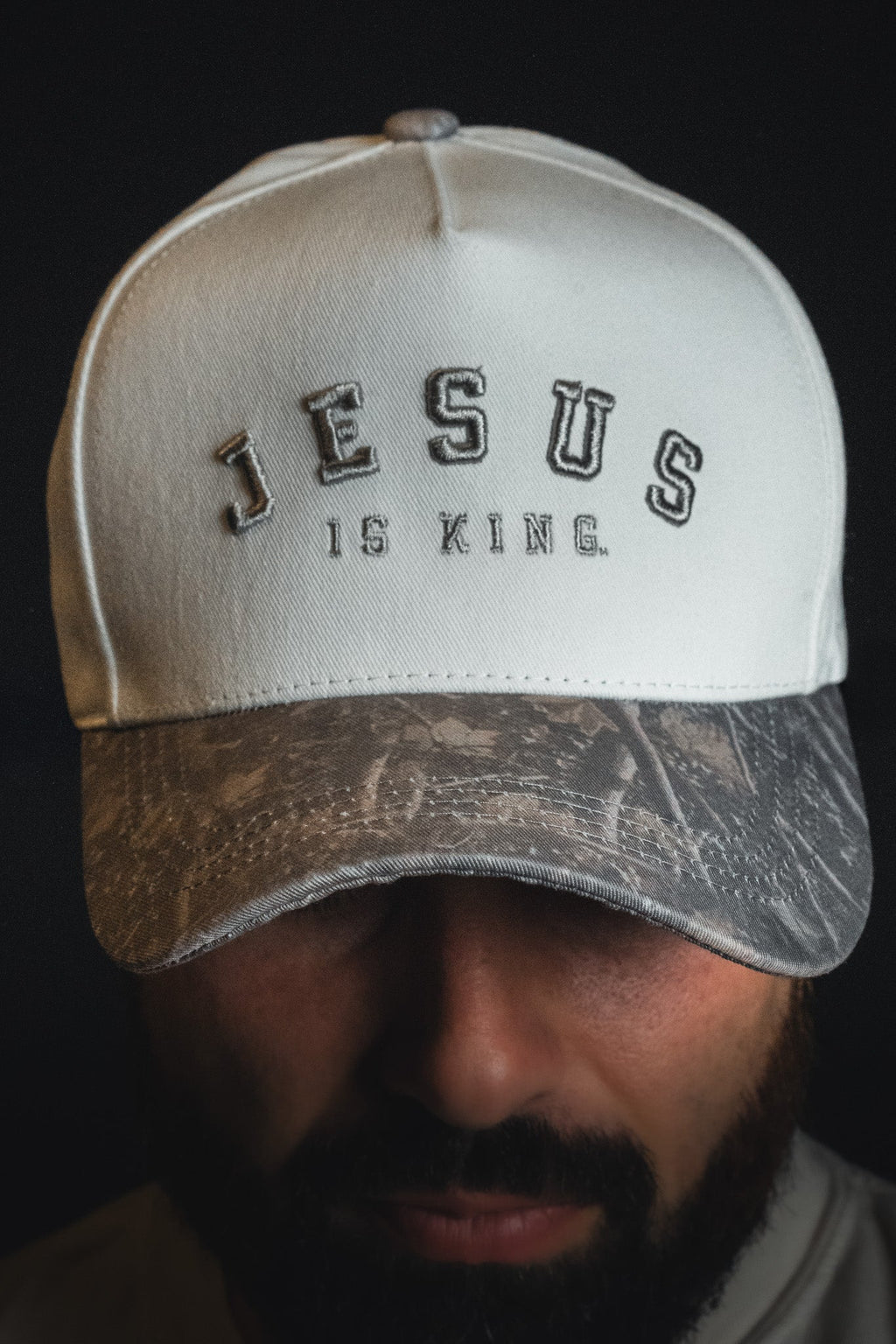 Jesus is King - Ivory and Deadwood Camo Snapback