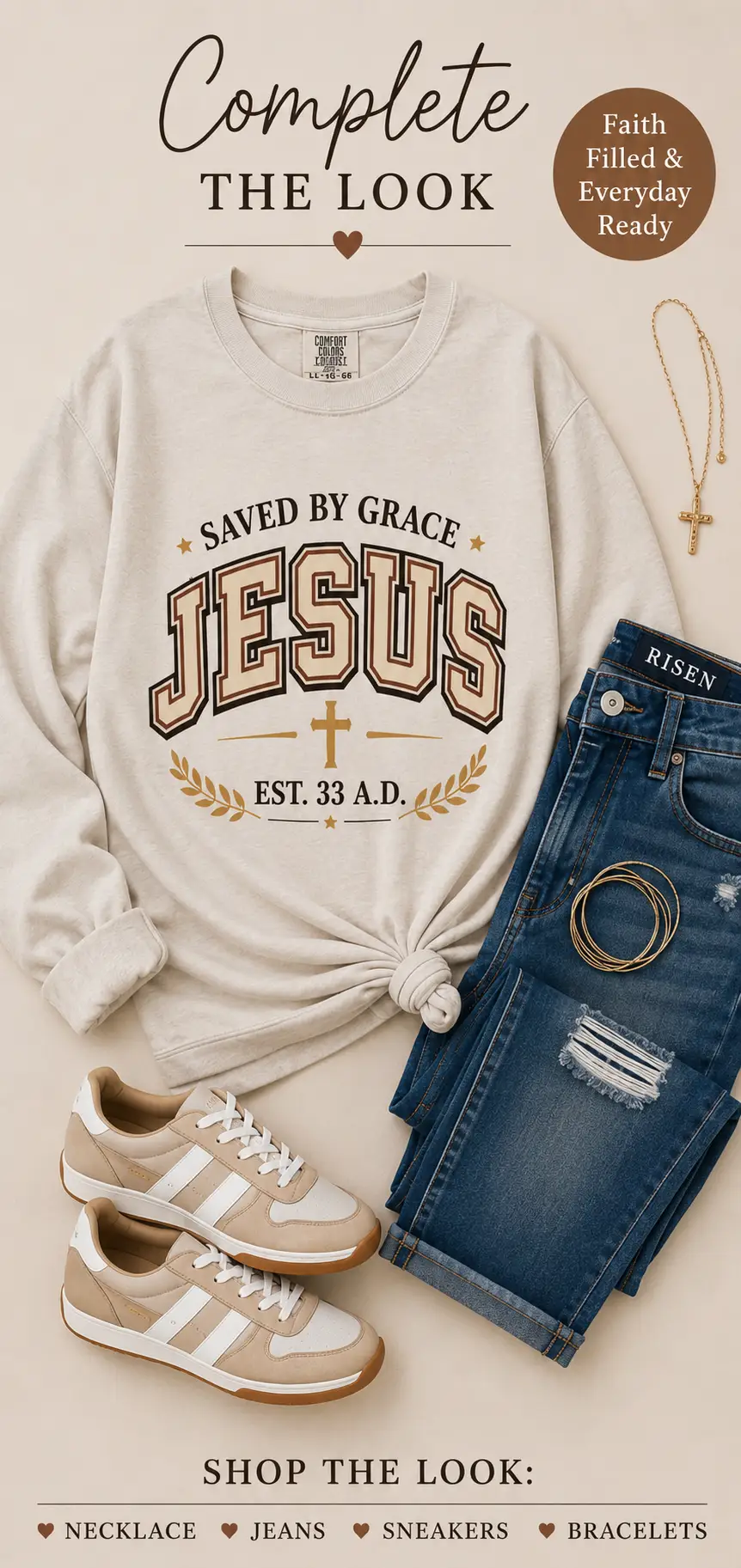 Vintage Women's Christian Long Sleeve Shirt Saved By Grace Jesus Faith