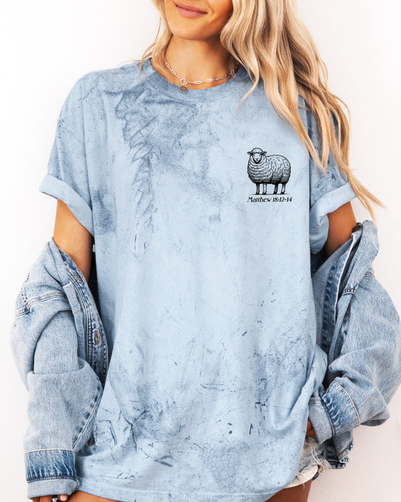 He Left The 99 To Find Me Christian Garment-Dyed T-Shirt, Lost Sheep Faith Gift