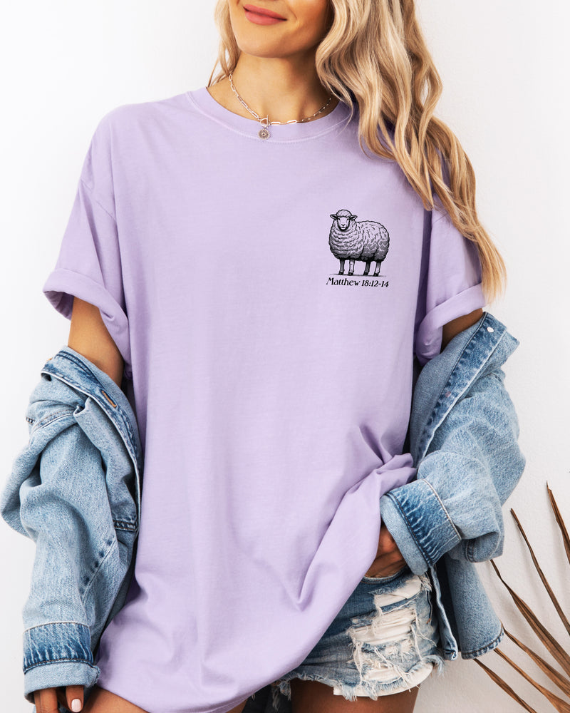 He Left The 99 To Find Me Christian Garment-Dyed T-Shirt, Lost Sheep Faith Gift