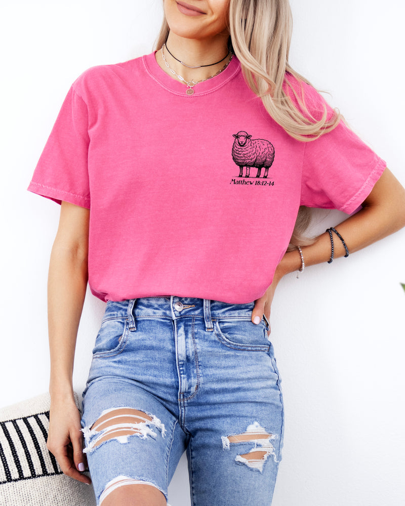 He Left The 99 To Find Me Christian Garment-Dyed T-Shirt, Lost Sheep Faith Gift