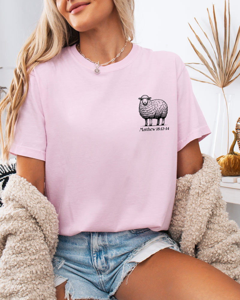 He Left The 99 To Find Me Christian Garment-Dyed T-Shirt, Lost Sheep Faith Gift