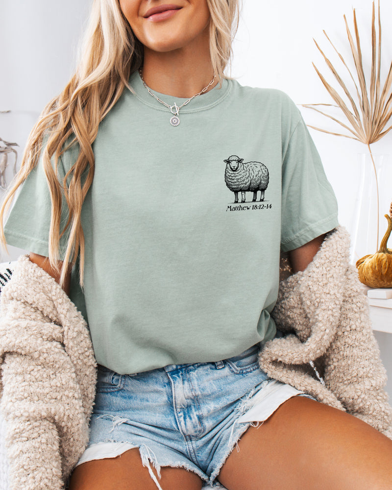 He Left The 99 To Find Me Christian Garment-Dyed T-Shirt, Lost Sheep Faith Gift