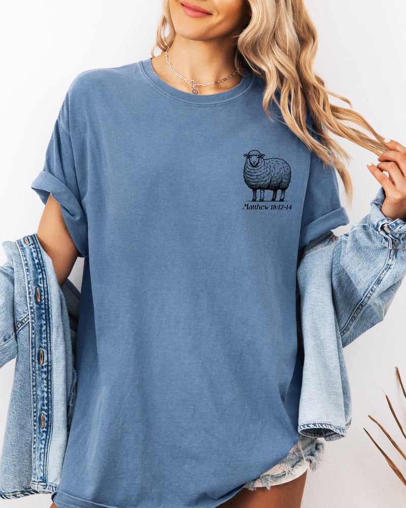 He Left The 99 To Find Me Christian Garment-Dyed T-Shirt, Lost Sheep Faith Gift