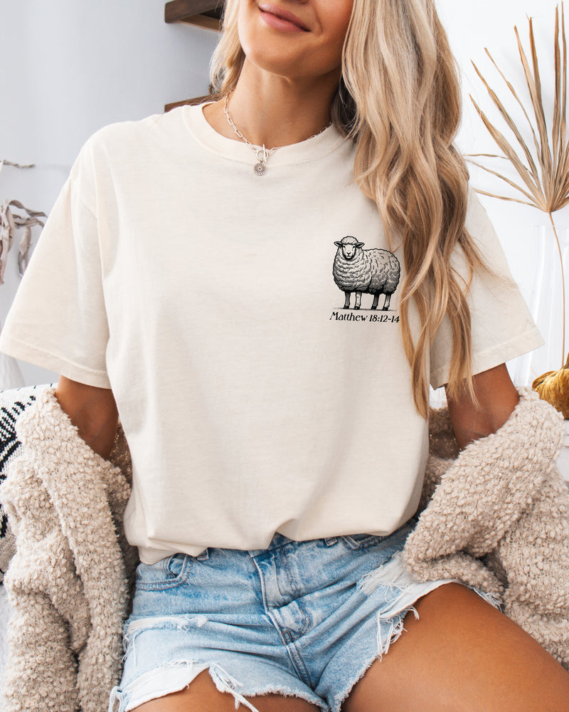 He Left The 99 To Find Me Christian Garment-Dyed T-Shirt, Lost Sheep Faith Gift