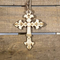 Medieval Cross Wooden Christmas Ornament | Christian Holiday Decor
