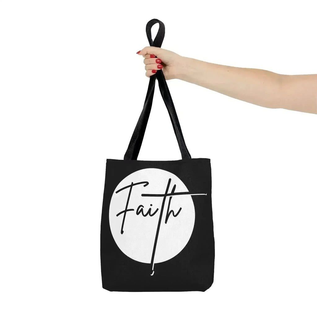 Large Tote Bag Faith - Christian Affirmation - White and Black