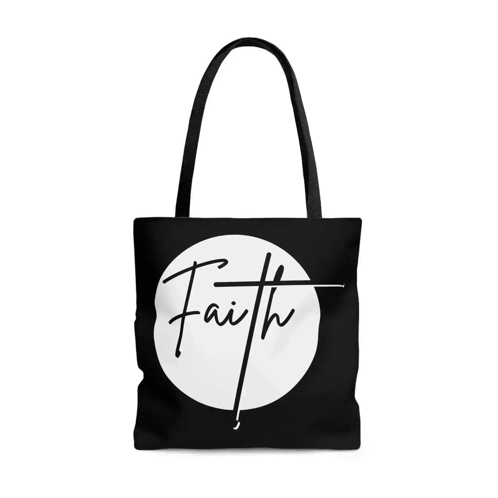 Large Tote Bag Faith - Christian Affirmation - White and Black