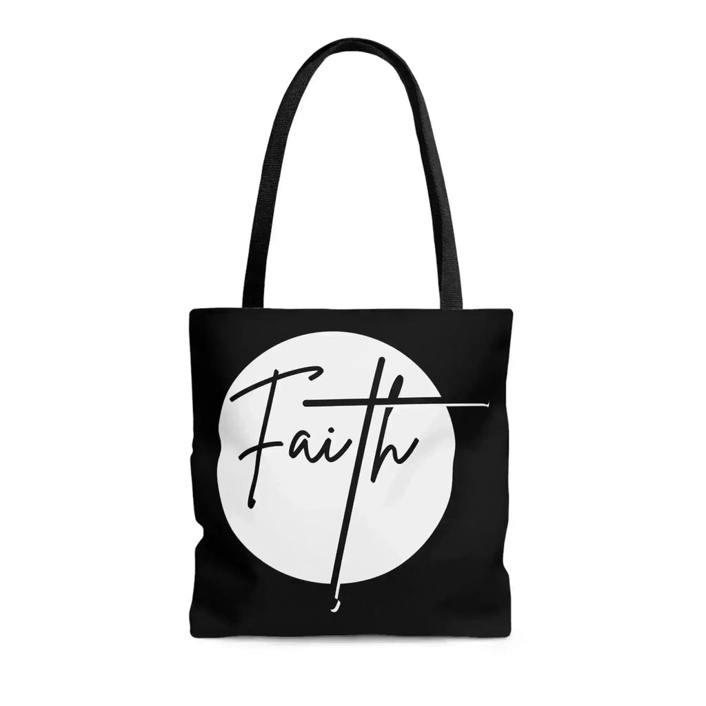 Large Tote Bag Faith - Christian Affirmation - White and Black