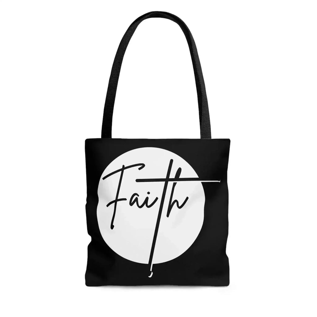 Large Tote Bag Faith - Christian Affirmation - White and Black