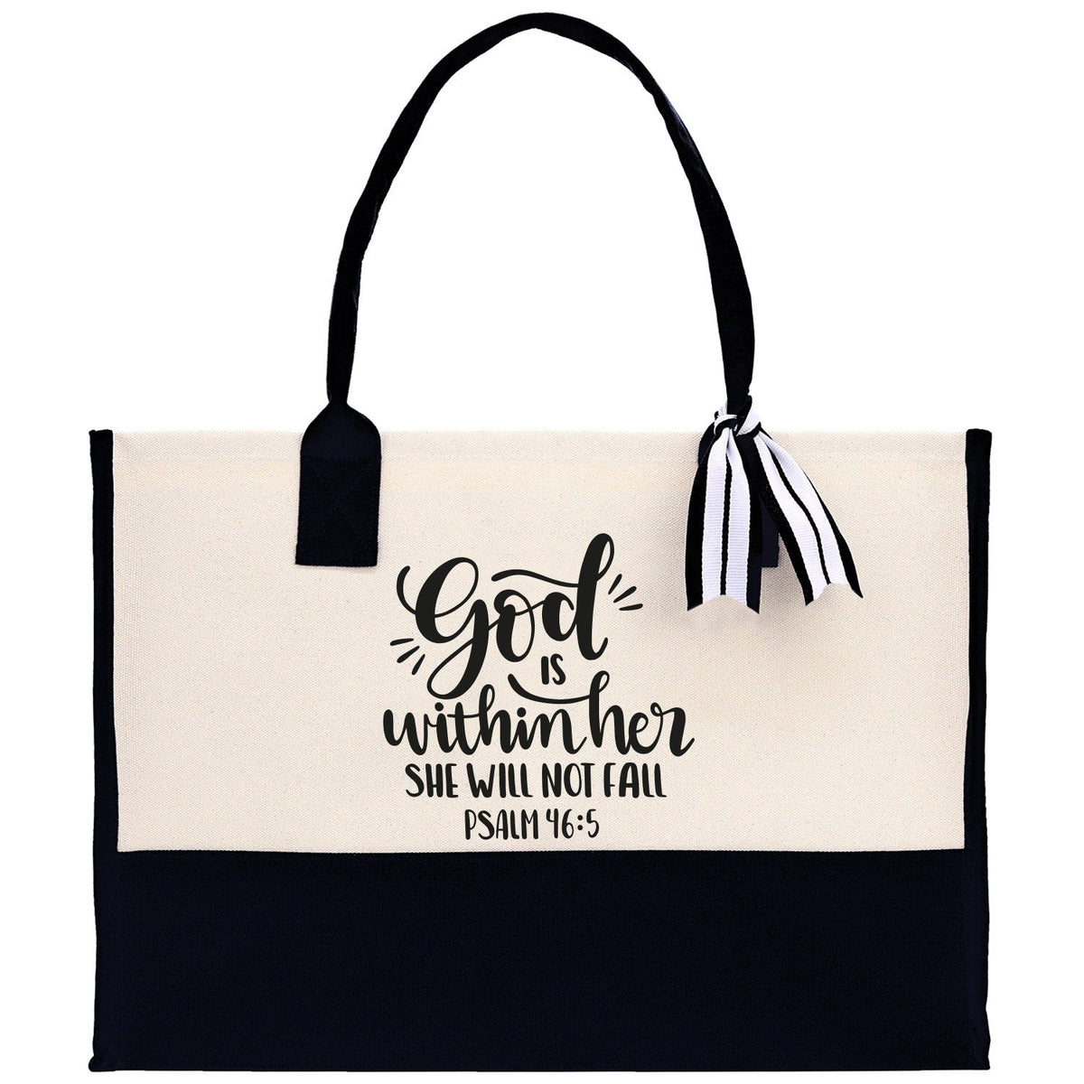 God is within her She will not fall PSALM 46:5 Religious Tote Bag for Women Bible Verse Canvas Tote Bag Religious Gifts Church Tote Bag